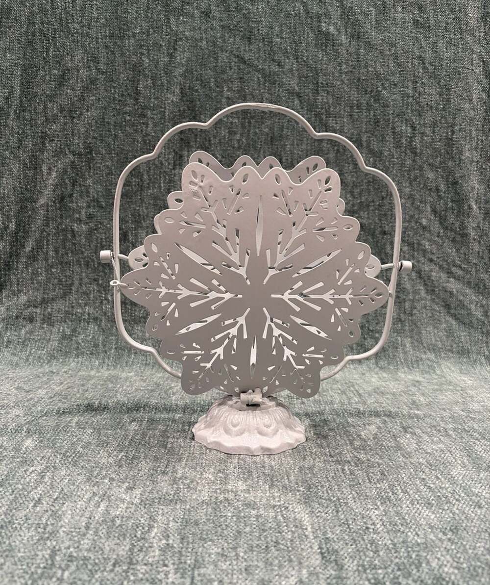Christmas Snowflake Metal Fold Up 3 Tier Cookie/Snack Server Or Christmas Decor